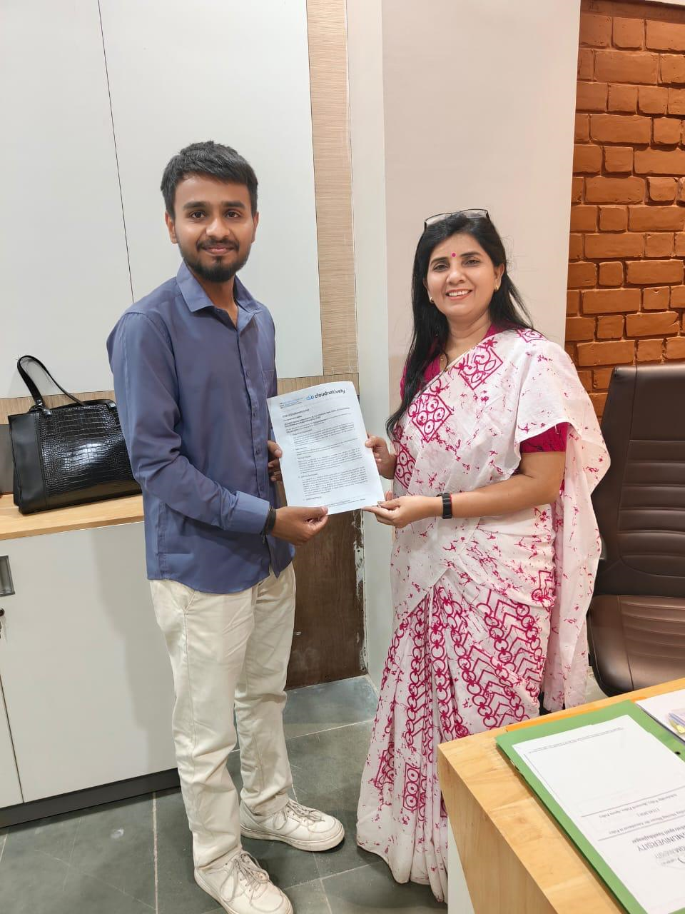 Pratik Jadhav B Tech IT placed at Parseable Inc. with a Package of 12 LPA - A Proud Achievement
